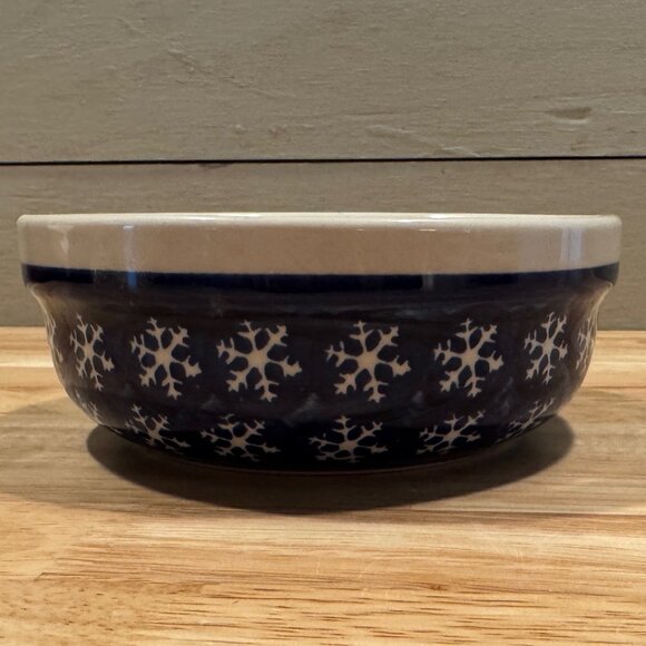 Boleslawiec Handmade SNOWFLAKES Cereal Bowl & Salad Plate Blue and White - Picture 3 of 8